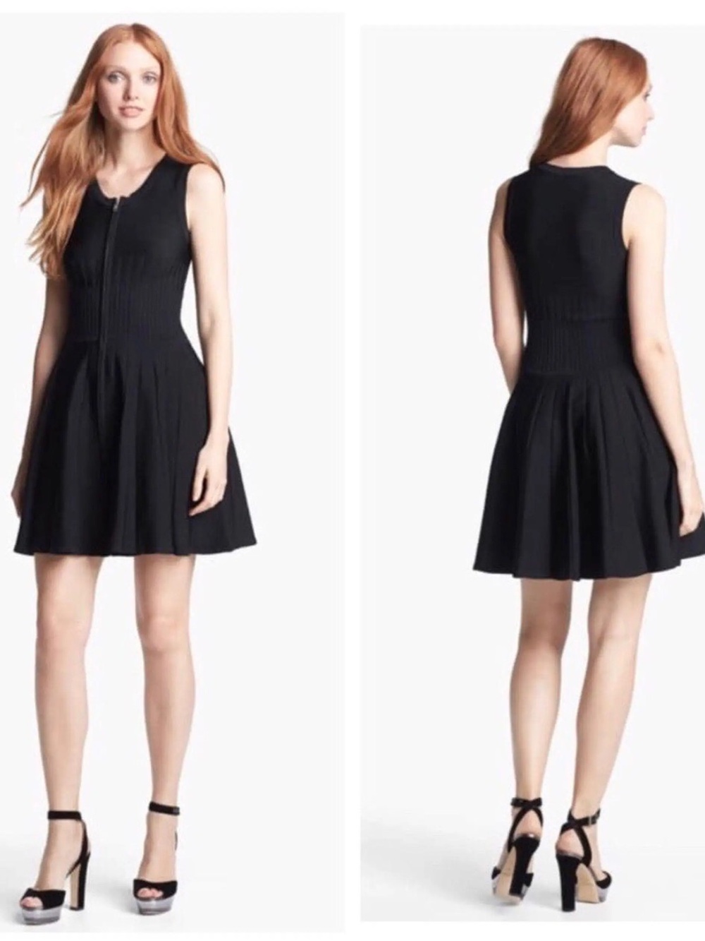 Parker Amanda Zip Front Fit & Flare Dress